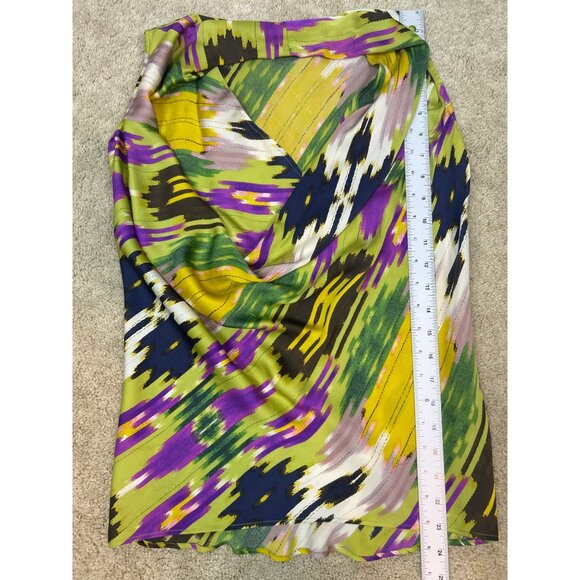 Josie Natori Blouse Top Women's Size XS 100% Silk Cowl Sleeveless Multicolor - Picture 7 of 7